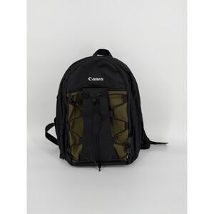 Canon DSLR Camera Backpack Black Olive Green Padded Gear Bag with Bungee Front